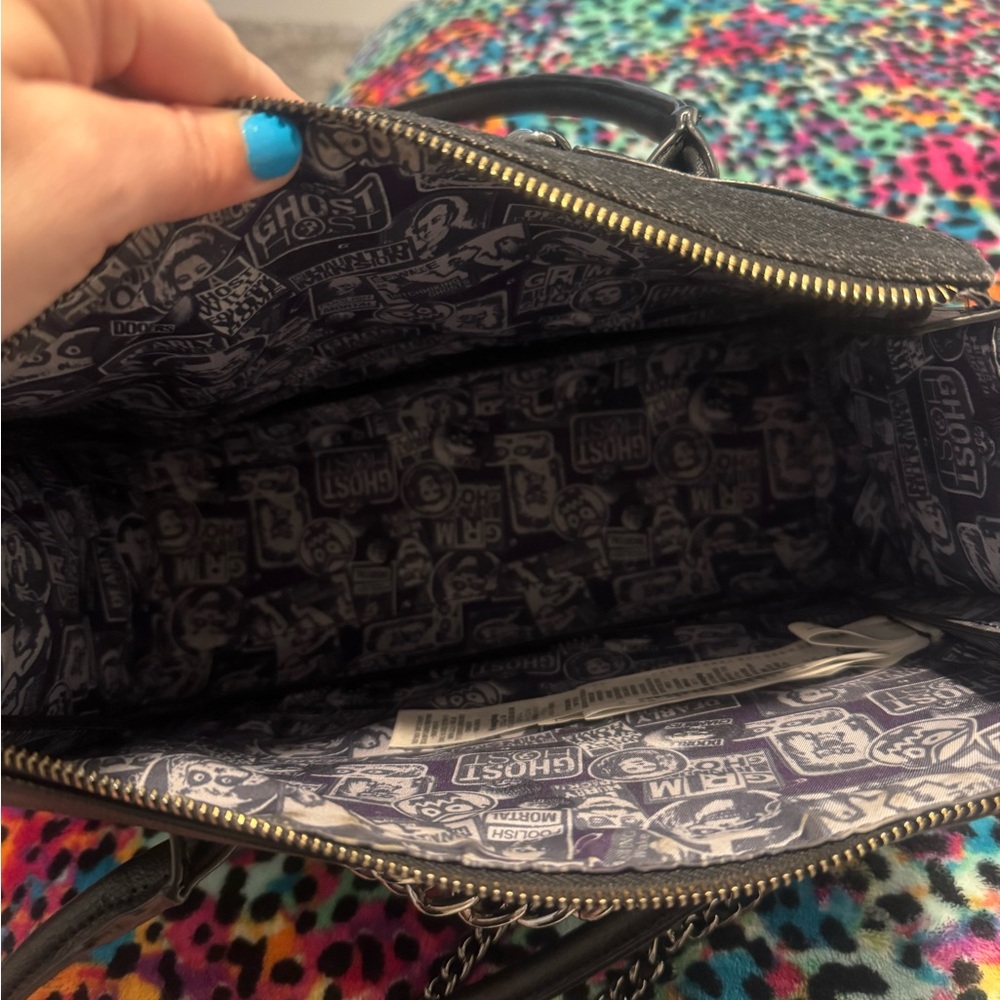 Haunted Mansion Black and Purple Graphic Satchel Bag - Picture 6 of 6